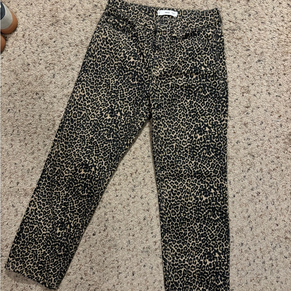 Mango Cheetah print straight leg denim - only worn once!